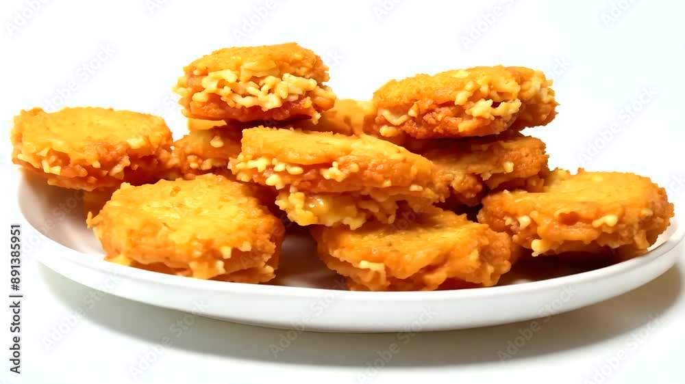 Chicken Nuggets on a Plate, Copy Space. Delicious Crispy Fried Meat, Unhealthy Crunchy Fast Food, Gourmet Dinner, High-Calorie Restaurant Meal Chicken Nuggets on a Plate, Copy Space. Delicious Crispy Fried Meat, Unhealthy Crunchy Fast Food, Gourmet Dinner, High-Calorie Restaurant Meal
