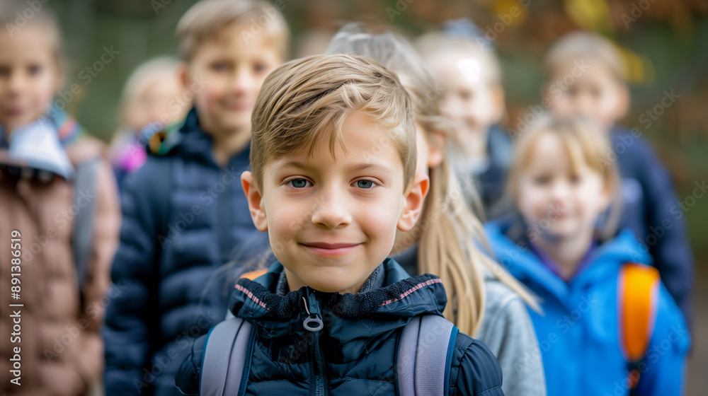 Portrait of a Smiling Boy With Children in the Background Portrait of a Smiling Boy With Children in the Background