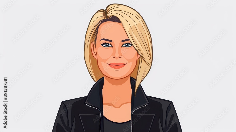 Beautiful portrait illustration of a smiling blonde woman against a white backdrop. Beautiful portrait illustration of a smiling blonde woman against a white backdrop.