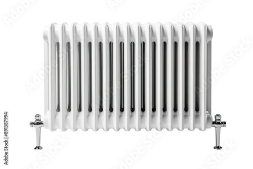 Wallpaper Mural A Modern White Cast Iron Radiator With Chrome Accents on a Clear PNG or White Background. Torontodigital.ca