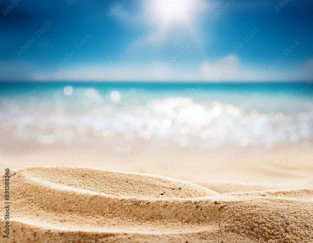 Defocused beach sand and sea
