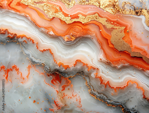 Wallpaper Mural Abstract green art with orange and gold — fluid background with beautiful smudges and stains made with alcohol ink and golden pigment. Emerald texture resembles green stone, watercolor or aquarelle. Torontodigital.ca