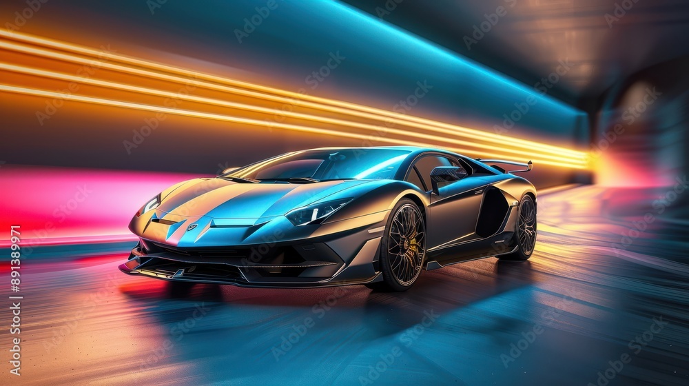 Luxury super car for fast sports on premium lighting background Luxury super car for fast sports on premium lighting background