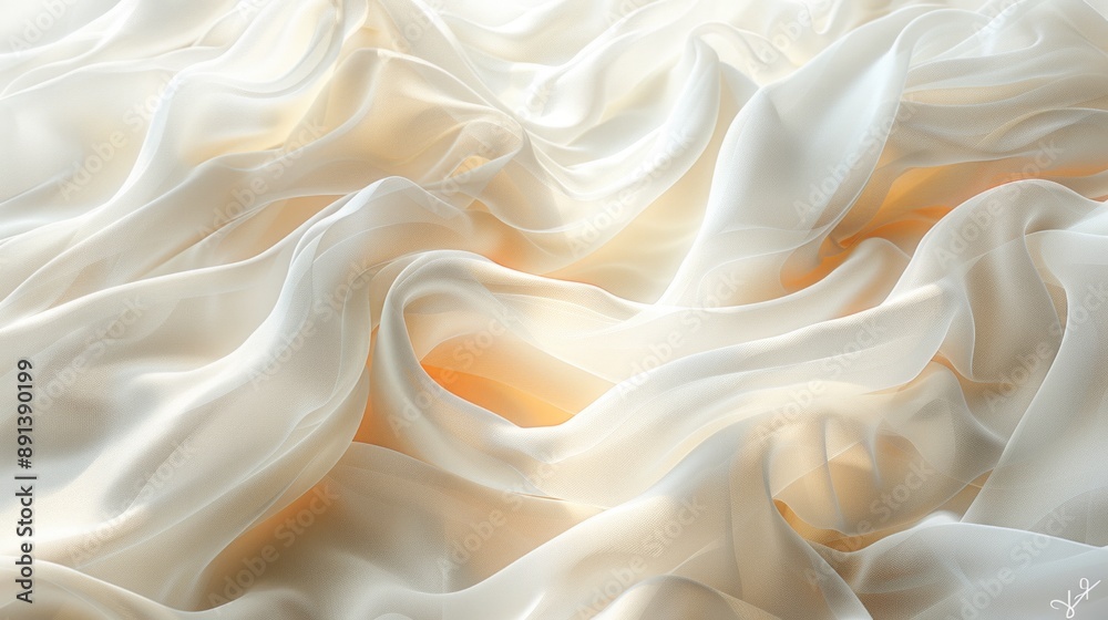 Fototapeta premium Luminous Abstract Wave Fabric Art with Soft Gradient Colors