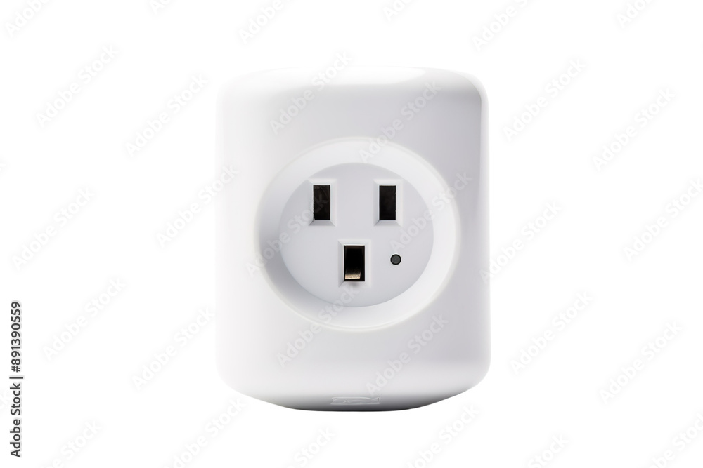 A Single White Electrical Outlet Awaits Connection on a Clear PNG or White Background. A Single White Electrical Outlet Awaits Connection on a Clear PNG or White Background.