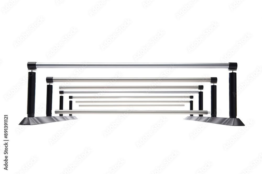 A Row of Silver Bars Aligned on Triangular Bases on a Clear PNG or White Background. A Row of Silver Bars Aligned on Triangular Bases on a Clear PNG or White Background.