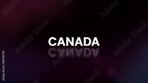 Canada text with screen effects of technological failures. Spectacular screen glitch with various kinds of interference. Looped