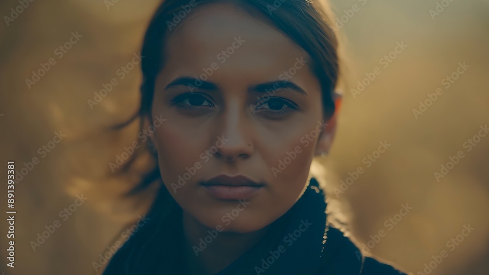 Elegance Personified: Portrait of a Beautiful Woman with shallow depth of field, bokeh, muted color palette, golden hour. Concept for beauty, fashion, lifestyle, decision and future Elegance Personified: Portrait of a Beautiful Woman with shallow depth of field, bokeh, muted color palette, golden hour. Concept for beauty, fashion, lifestyle, decision and future