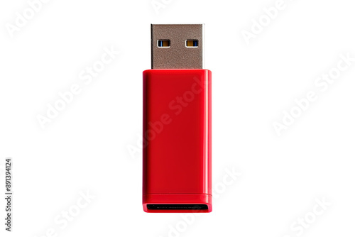 A Crimson Flash Drive Isolated on a Clean White Background on a Clear PNG or White Background.