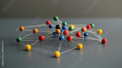 Colorful Pins Connected by String