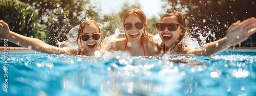 splashing water in the pool