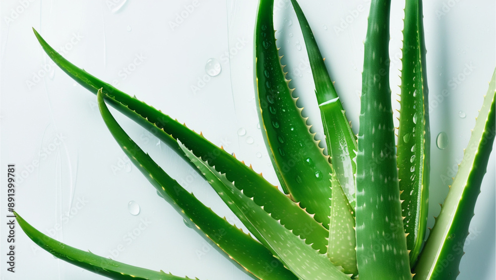 Selective focus of fresh aloe vera on white background. Selective focus of fresh aloe vera on white background.