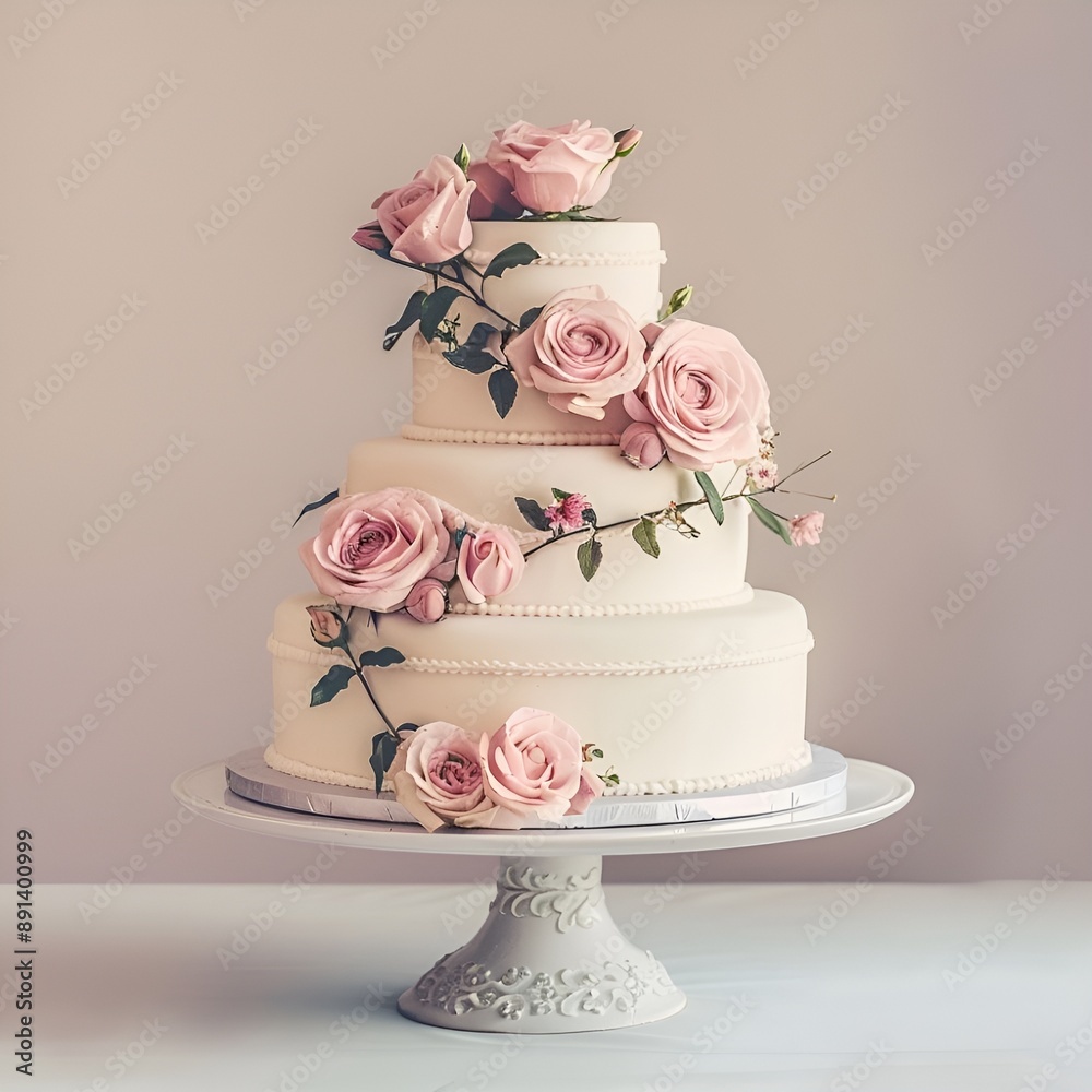 wedding cake with pink roses wedding cake with pink roses