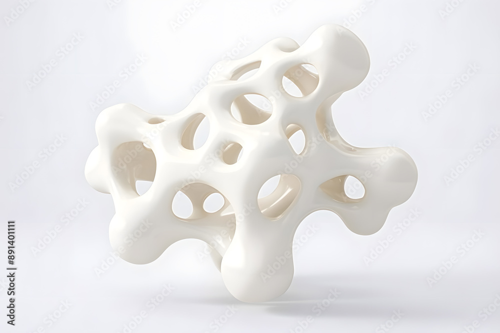 Fototapeta premium White Organic metaball shape 3d illustration isolated on white background