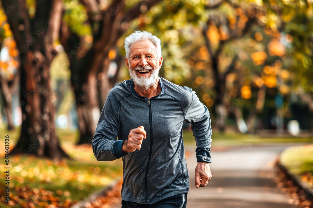 A Senior Runner's Determination in Autumn's Embrace A Senior Runner's Determination in Autumn's Embrace