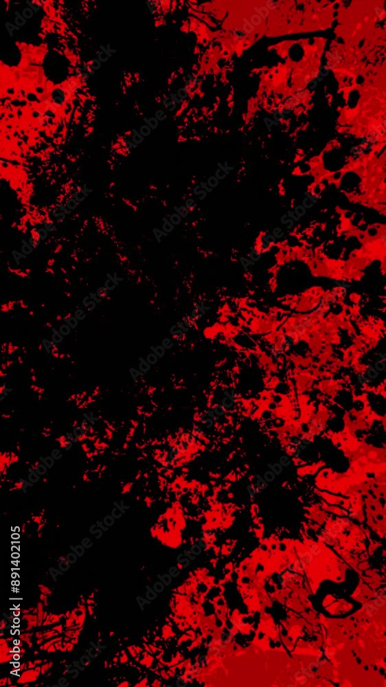Vertical video - gritty red and black textured grunge background with exploding paint or ink splatters. Full HD and looping messy grungy abstract background. Vertical video - gritty red and black textured grunge background with exploding paint or ink splatters. Full HD and looping messy grungy abstract background.
