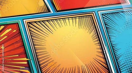 Colorful Comic Book Background Sunburst photo