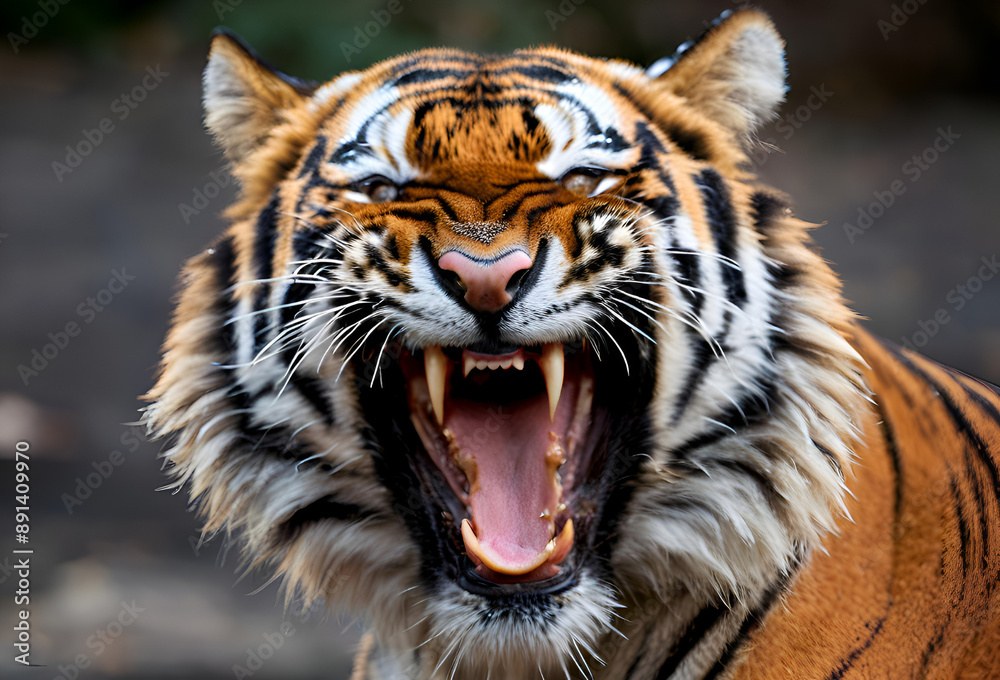 Majestic Tiger roaring for food Majestic Tiger roaring for food