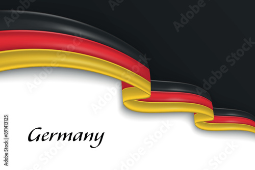 Waving ribbon with flag of Germany