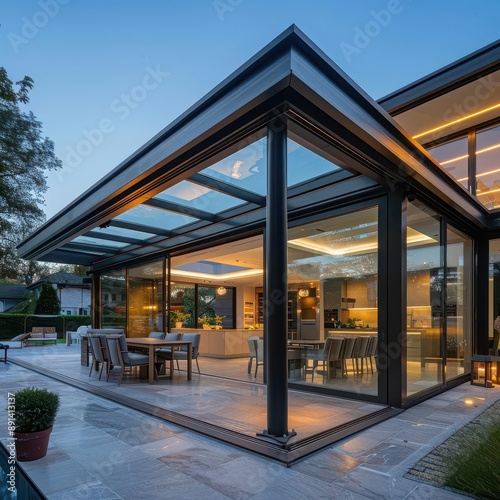 contemporary glasswalled veranda extension sleek aluminum frame seamless indooroutdoor living space modern architectural design