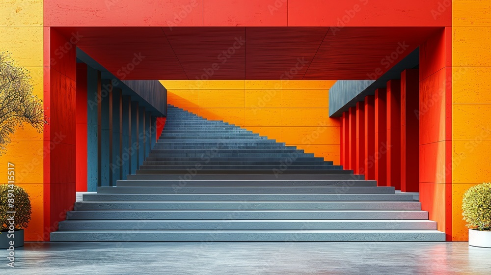 Abstract geometric shapes arranged in a harmonious blend of bold colors, ideal for modern aesthetics. 3D Illustration Rendering , Minimalism, Abstract geometric shapes arranged in a harmonious blend of bold colors, ideal for modern aesthetics. 3D Illustration Rendering , Minimalism,