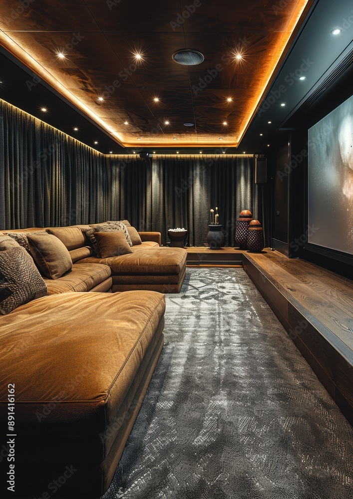 Luxury Home Theater A plush home theater with recliner seats, a large screen, and surround sound. Add dark walls, soundproofing panels, and a popcorn machine. Luxury Home Theater A plush home theater with recliner seats, a large screen, and surround sound. Add dark walls, soundproofing panels, and a popcorn machine.