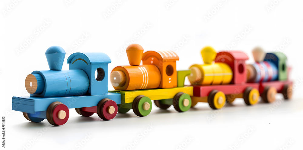 Colorful Wooden Toy Train isolated on white background Colorful Wooden Toy Train isolated on white background