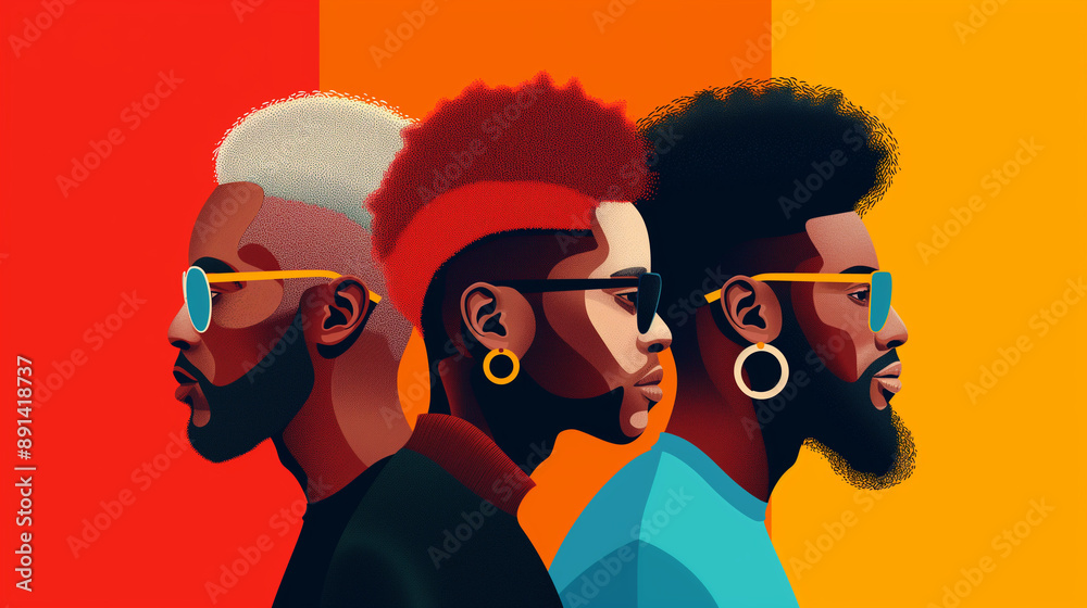 Fototapeta premium Vibrant Abstract Art of a Group of People, Diversity and Inclusion with Geometric Patterns 