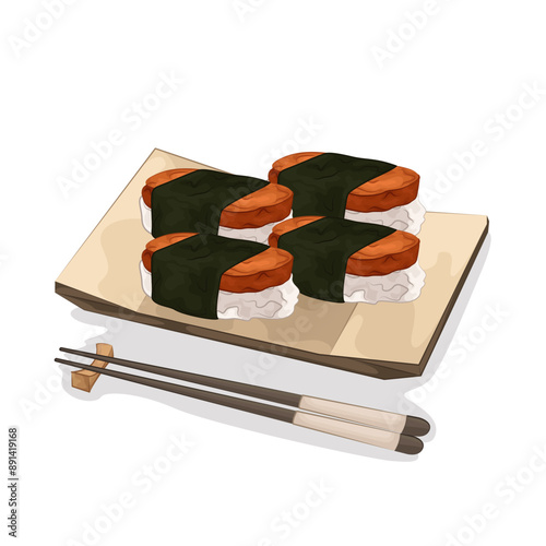 Illustration of unagi sushi 