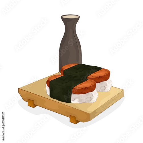 Illustration of unagi sushi 