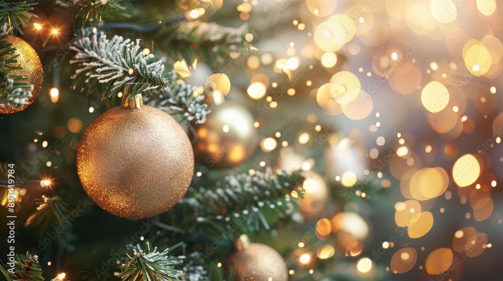 closeup of a resplendent christmas tree adorned with shimmering ornaments twinkling lights create a warm glow highlighting the rich greens and festive decorations closeup of a resplendent christmas tree adorned with shimmering ornaments twinkling lights create a warm glow highlighting the rich greens and festive decorations