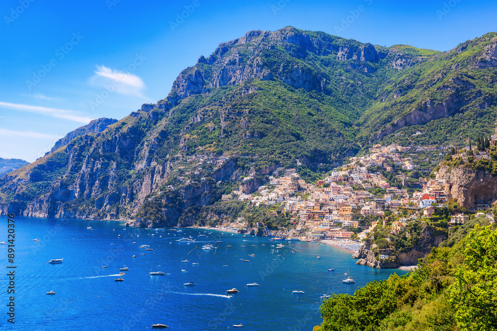 Amalfi Coast, Italy. View of Positano town and the Amalfi Coast. Amalfi Coast, Italy. View of Positano town and the Amalfi Coast.