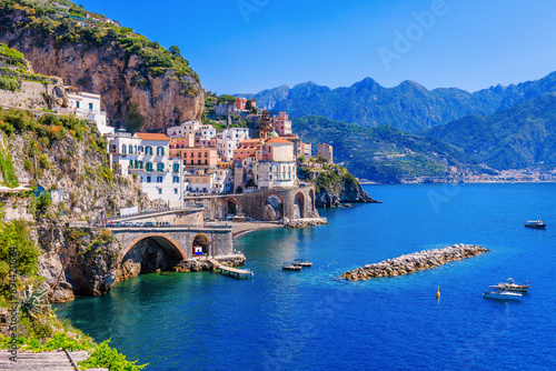 Fototapeta Naklejka Na Ścianę i Meble -  Amalfi Coast, Italy. View of Atrani town and the Amalfi Coast.