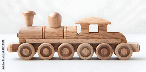 Wooden Toy Train isolated on white background
