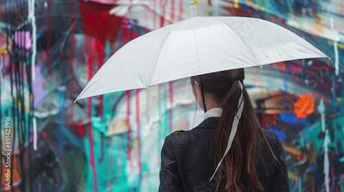 Women Holding Umbrella in Rain