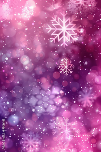 Sparkling Snowflakes on Pink Background