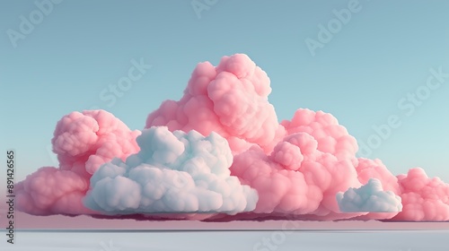 Surreal sky painted with vivid, dreamlike clouds, offering a fantastical backdrop for creative projects. 3D Illustration Rendering , Minimalism,