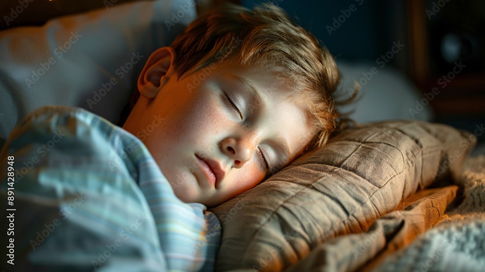 A child being read a bedtime story to help them fall asleep peacefully Stock Photo with copy space A child being read a bedtime story to help them fall asleep peacefully Stock Photo with copy space