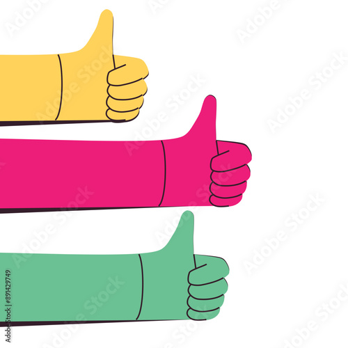 Thumbs up vibrant color illustration symbolizing like