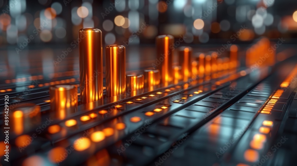 Obraz premium Glowing Metallic Bars on a Futuristic Interface