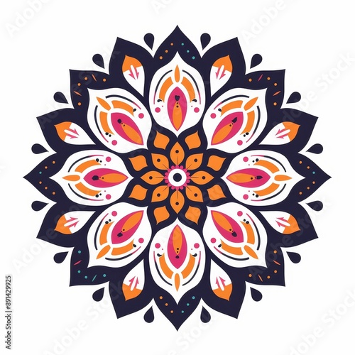 Wallpaper Mural A colorful flower with a blue center and orange petals Torontodigital.ca