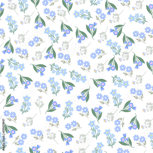 coquette seamless flowers pattern. Delicate petals and vibrant blossoms create an artistic and vintage botanical illustration. Perfect for wallpaper, fabric, wrapping paper and more.