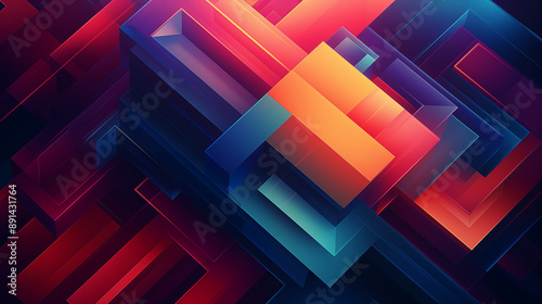 A vibrant abstract composition of geometric shapes and gradients, evoking a sense of modern digital art.