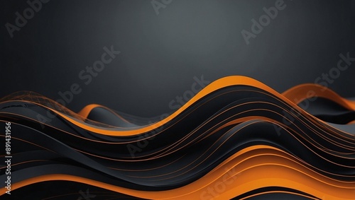 Abstract web page or PPT background with black and orange waves