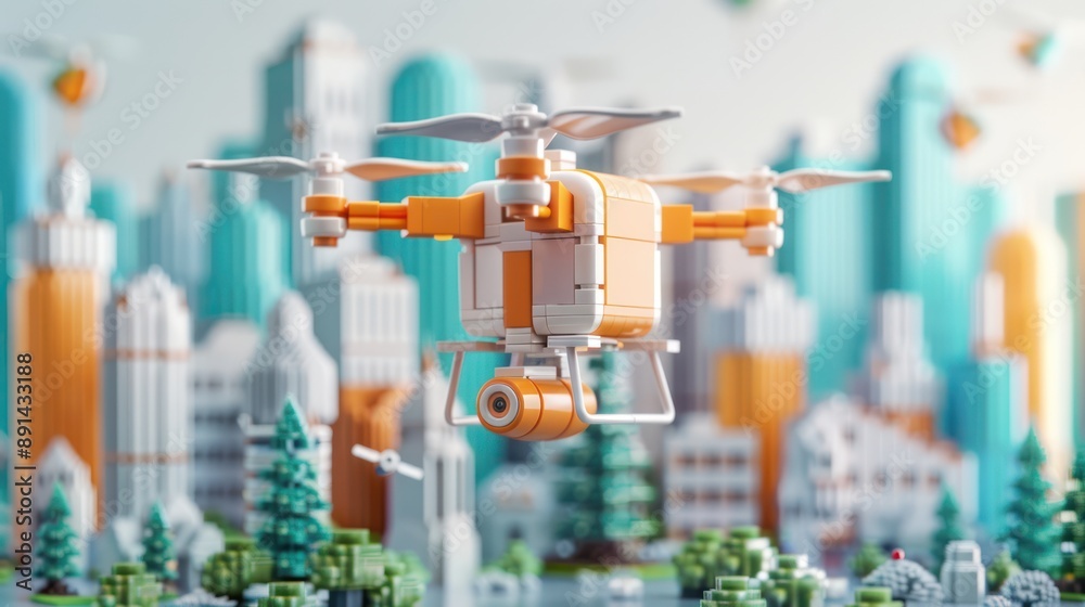 Futuristic Drone Delivery in Smart City - 3D Render Concept Illustrating Autonomous Package Transport System, Generative Ai Futuristic Drone Delivery in Smart City - 3D Render Concept Illustrating Autonomous Package Transport System, Generative Ai
