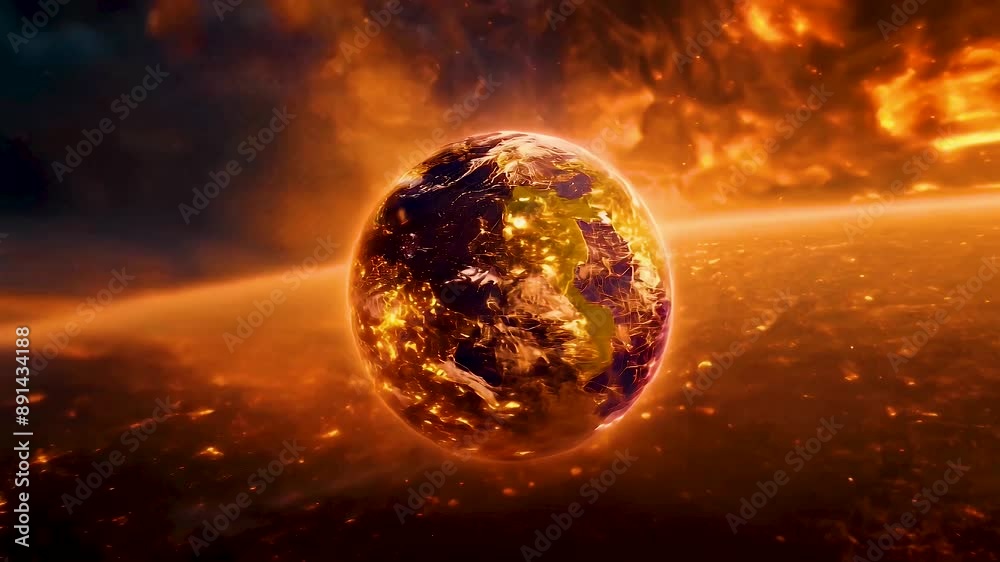 Earth on fire and burning. Global warming and protect earth concept Earth on fire and burning. Global warming and protect earth concept