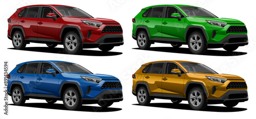 Realistic vector illustration cars collection isolated in transparent background.