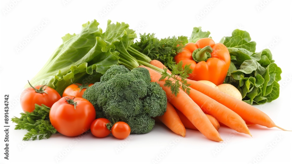 Fresh Organic Vegetables Including Carrots, Broccoli, Tomatoes, Bell Peppers, and Lettuce Fresh Organic Vegetables Including Carrots, Broccoli, Tomatoes, Bell Peppers, and Lettuce