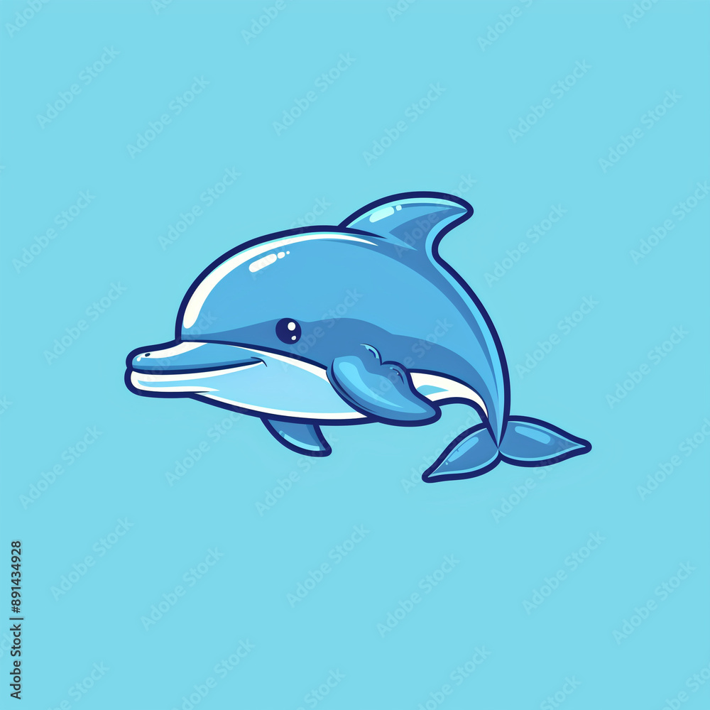 Playful Dolphin Smile Logo in Cerulean Blue Playful Dolphin Smile Logo in Cerulean Blue
