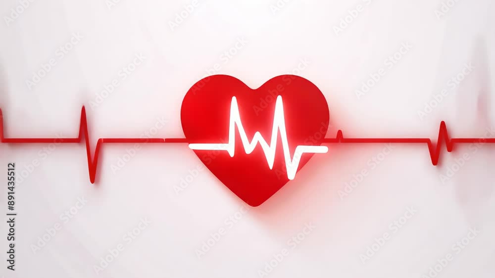 Red heart with a cardiogram line on a white background, symbolizing health and cardiac activity Red heart with a cardiogram line on a white background, symbolizing health and cardiac activity